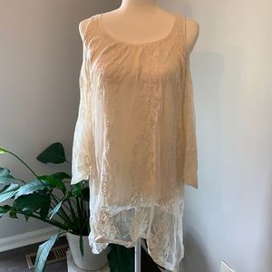 Lace cold shoulder top